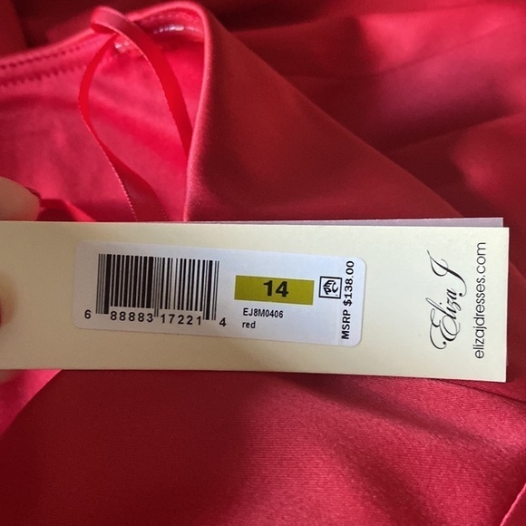 NWT Eliza J One-shoulder Bow Detail Satin Sheath Dress Red weeding formal - Picture 8 of 8